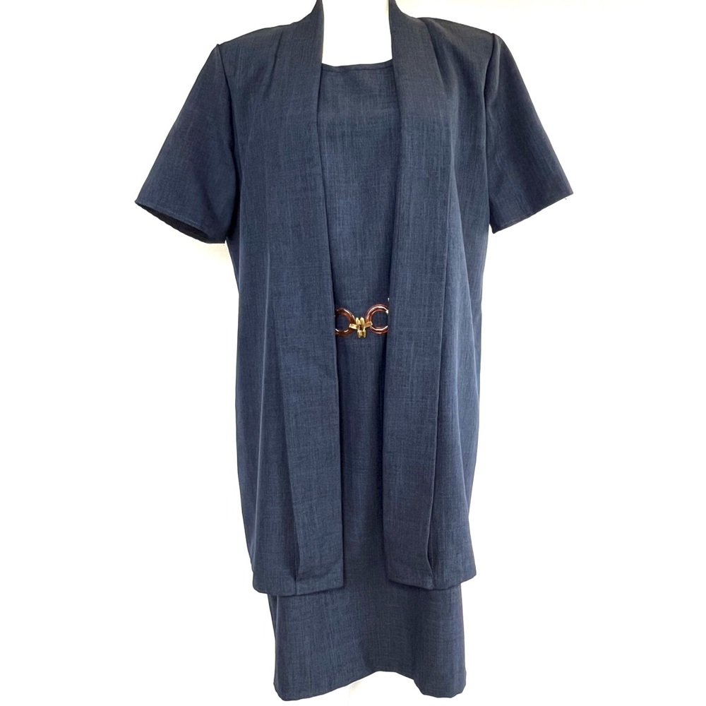 Vintage Jason Cody Blue Sleeveless Dress w/Short Sleeve Jacket Sz 10 Petite